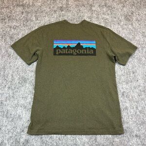 Patagonia Men's T-Shirt in Olive with Logo Design